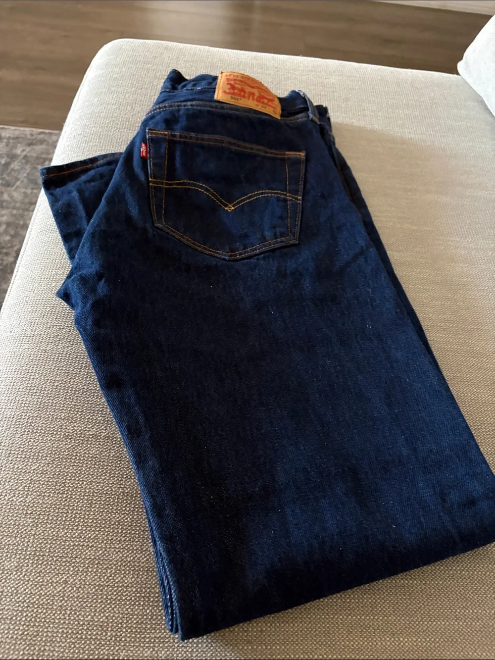 Levi's Dark Blue Straight Men’s Jeans with Signature Back Pocket